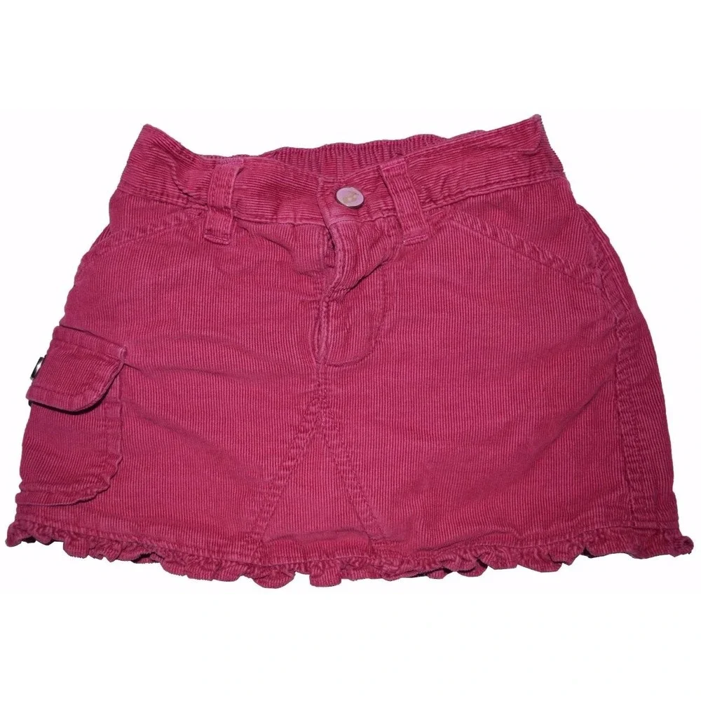 EUC Baby Gap Girls Size 12 18 Months Elastic Waist Snaps Pink Corduroy Skort